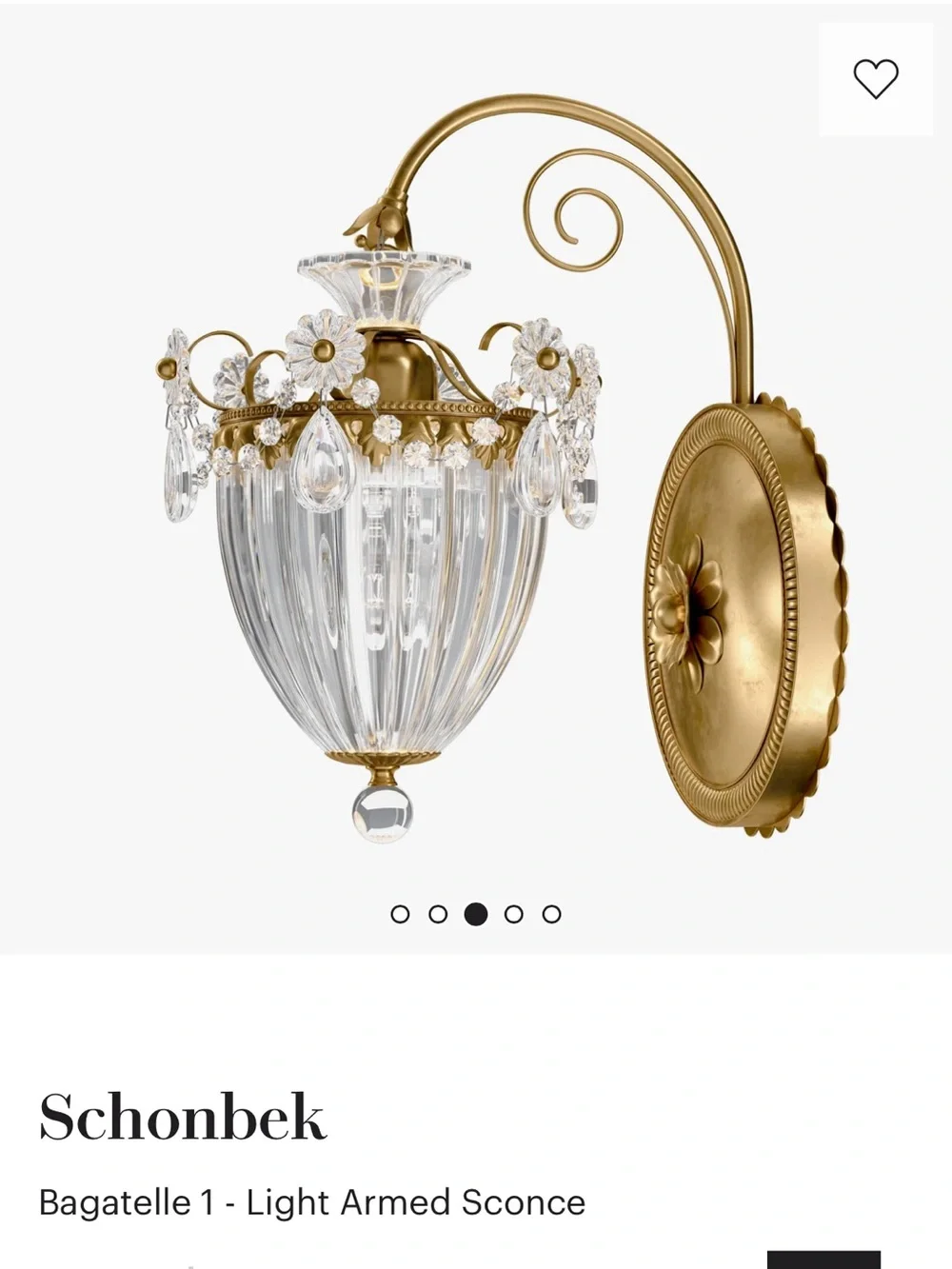 Brass & Clear Crystal Wall Sconce - Elegant Floral Accent
